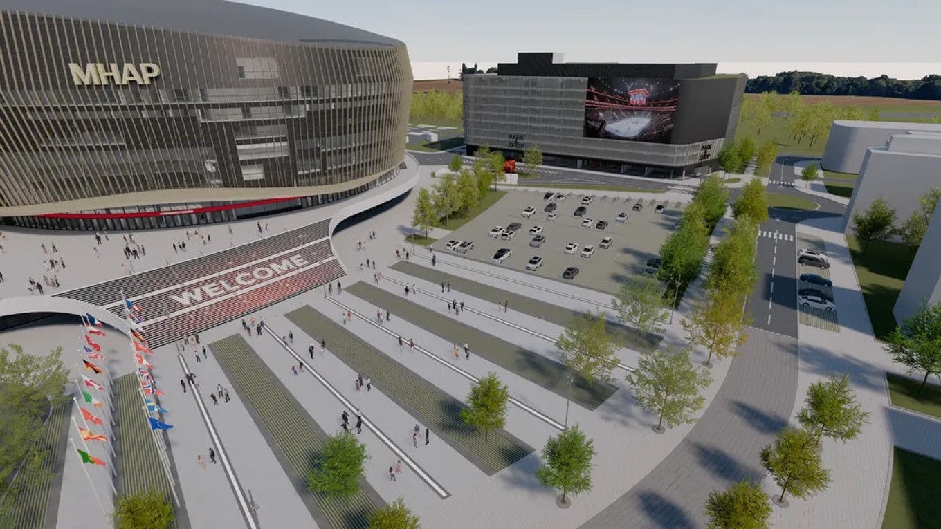 Vizuálny návrh novej arény v Pardubiciach. 