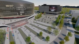 Vizuálny návrh novej arény v Pardubiciach. 