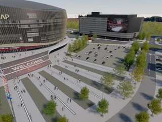 Vizuálny návrh novej arény v Pardubiciach. 