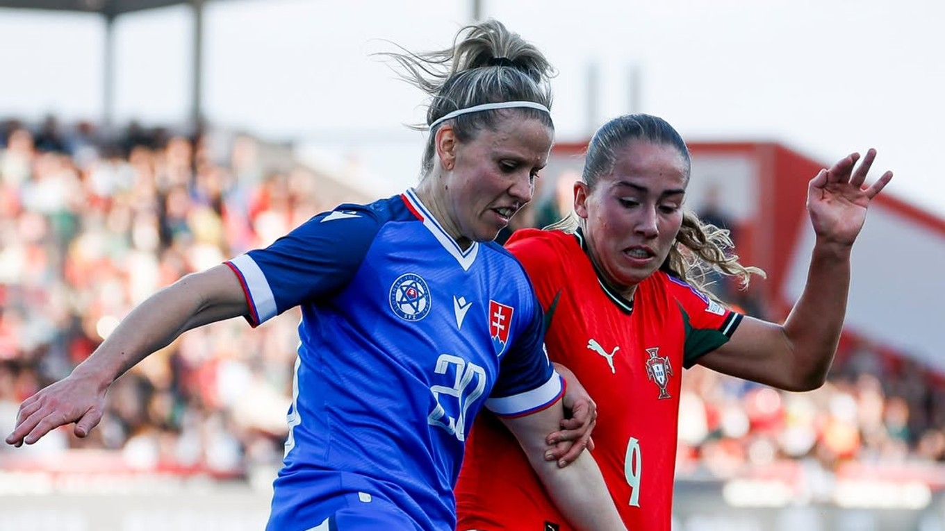 Momentka zo zápasu Portugalsko - Slovensko.