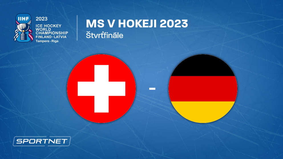 Švajčiarsko - Nemecko, ONLINE prenos zo štvrťfinále na MS v hokeji 2023 LIVE. 
