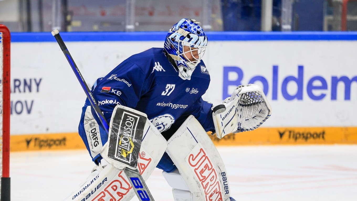 Brankár Michal Postava v drese HC Kometa Brno.