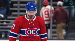 Dylan Larkin v možnom drese Montrealu Canadiens. Vytvorené cez AI.