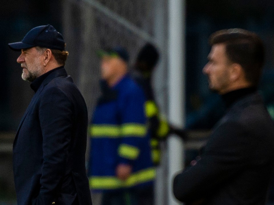 Na snímke zľava tréner ŠK Slovan Bratislava Vladimír Weiss st. a Michal Gašparík. 