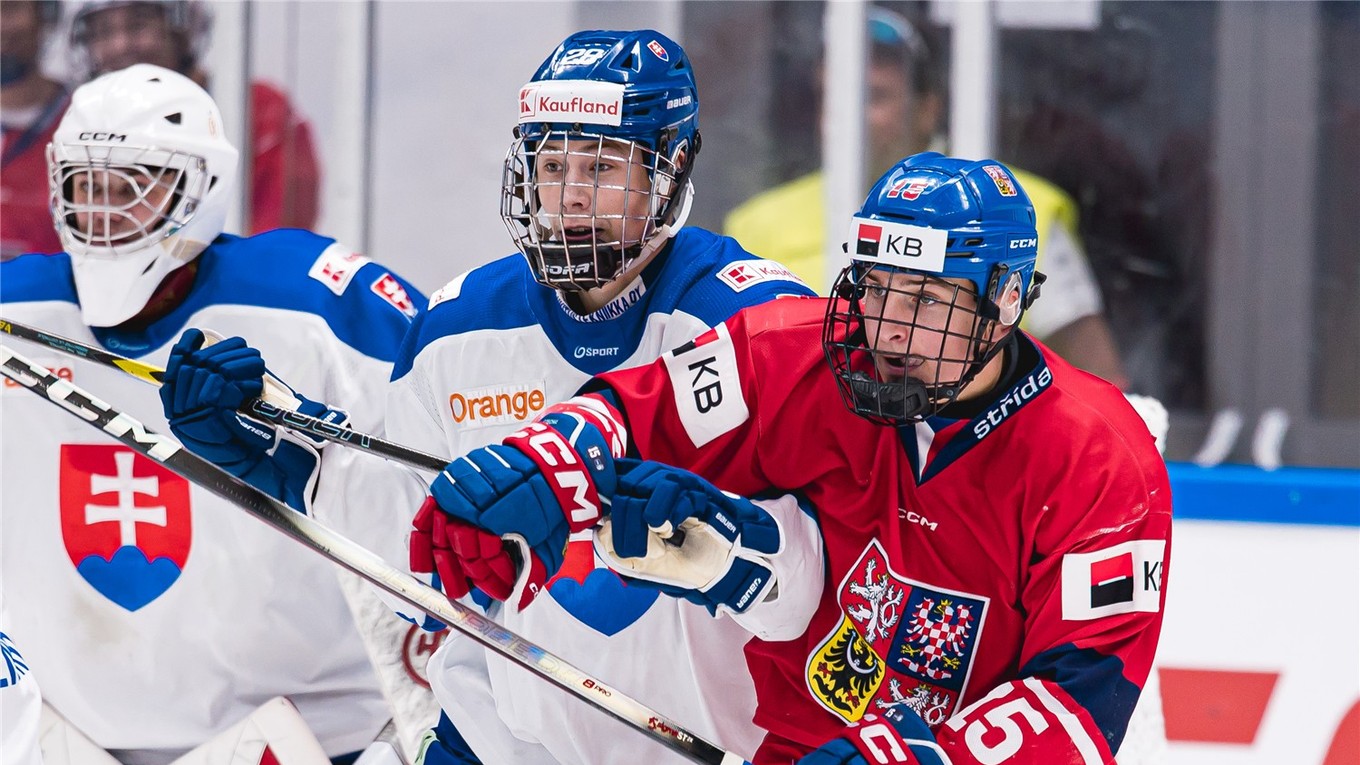 Momentka zo zápasu Česko - Slovensko U18. 