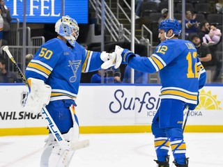 Milan Lucic (vpravo) v drese St. Louis Blues.