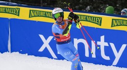 Luca De Aliprandini v cieli obrovského slalomu.