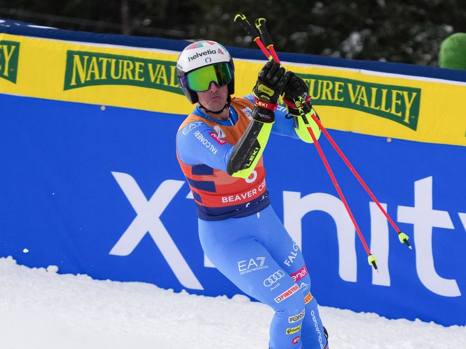 Luca De Aliprandini v cieli obrovského slalomu.