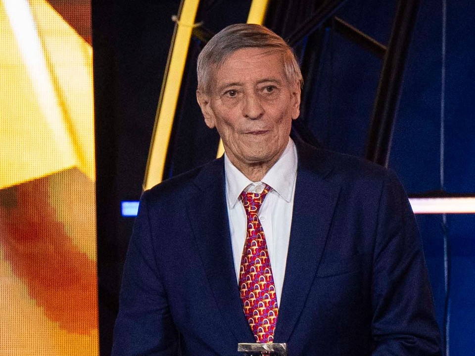 Na snímke Dušan Radolský počas odovzdávania ocenení na galavečeri Futbalista roka 2024.