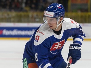 Martin Chromiak v prípravnom zápase Slovensko - Nemecko pred MS v hokeji 2023.