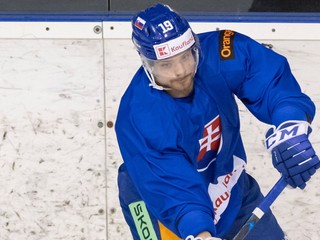 Daniel Gachulinec počas tréningu slovenskej hokejovej reprezentácie.