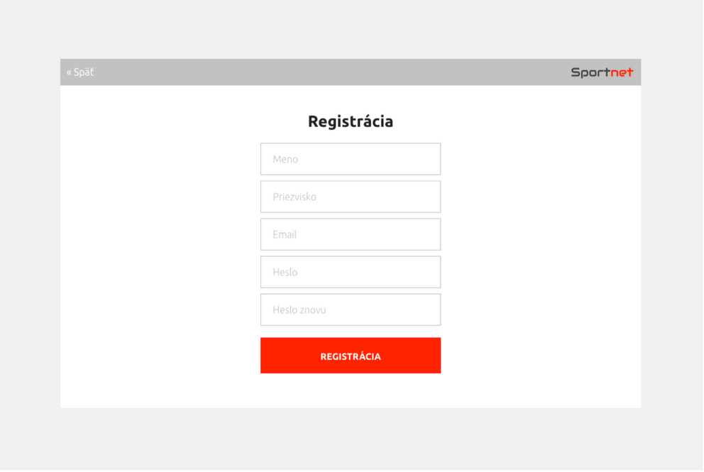 Registrácia nového používateľa