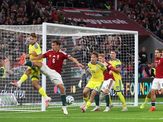 Momentka zo zápasu Maďarsko - Ukrajina.