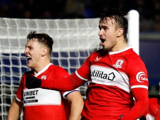 David Strelec sa teší z gólu v zápase s Birminghamom.