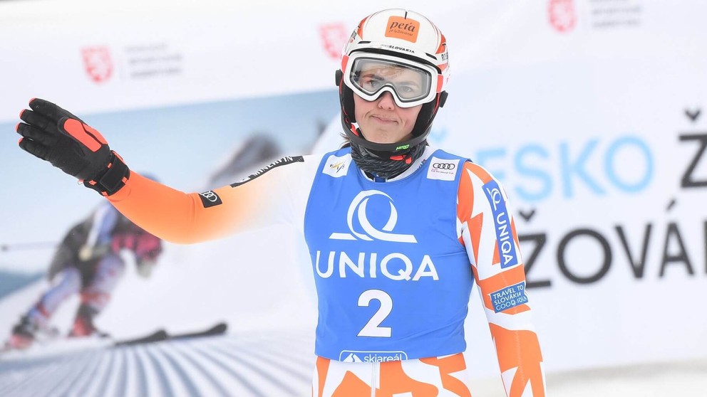 Slovenka Petra Vlhová v cieli po druhom kole slalomu v českom Špindlerovom Mlyne.