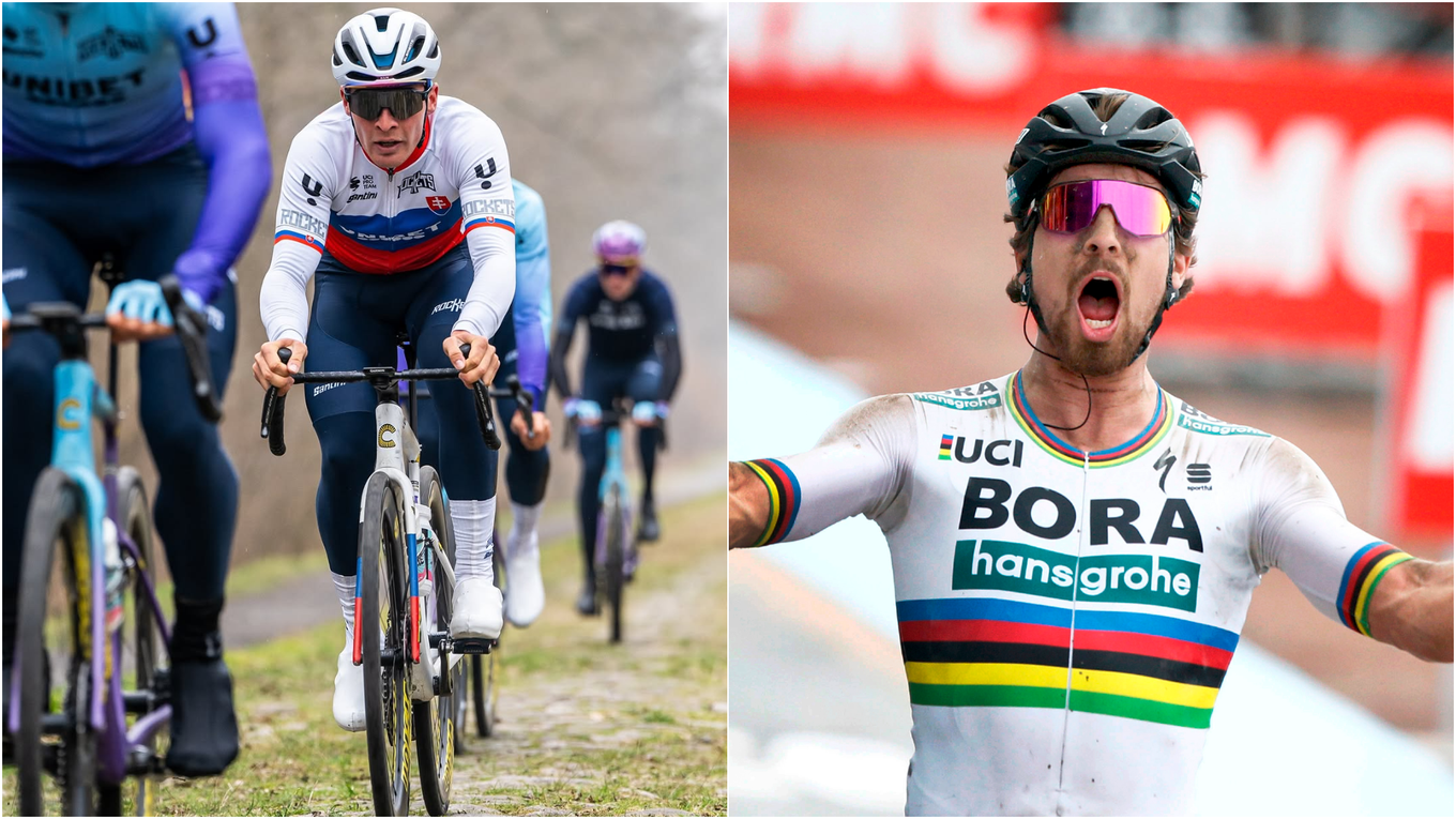 Slovenskí cyklisti Lukáš Kubiš (vľavo) a Peter Sagan. 