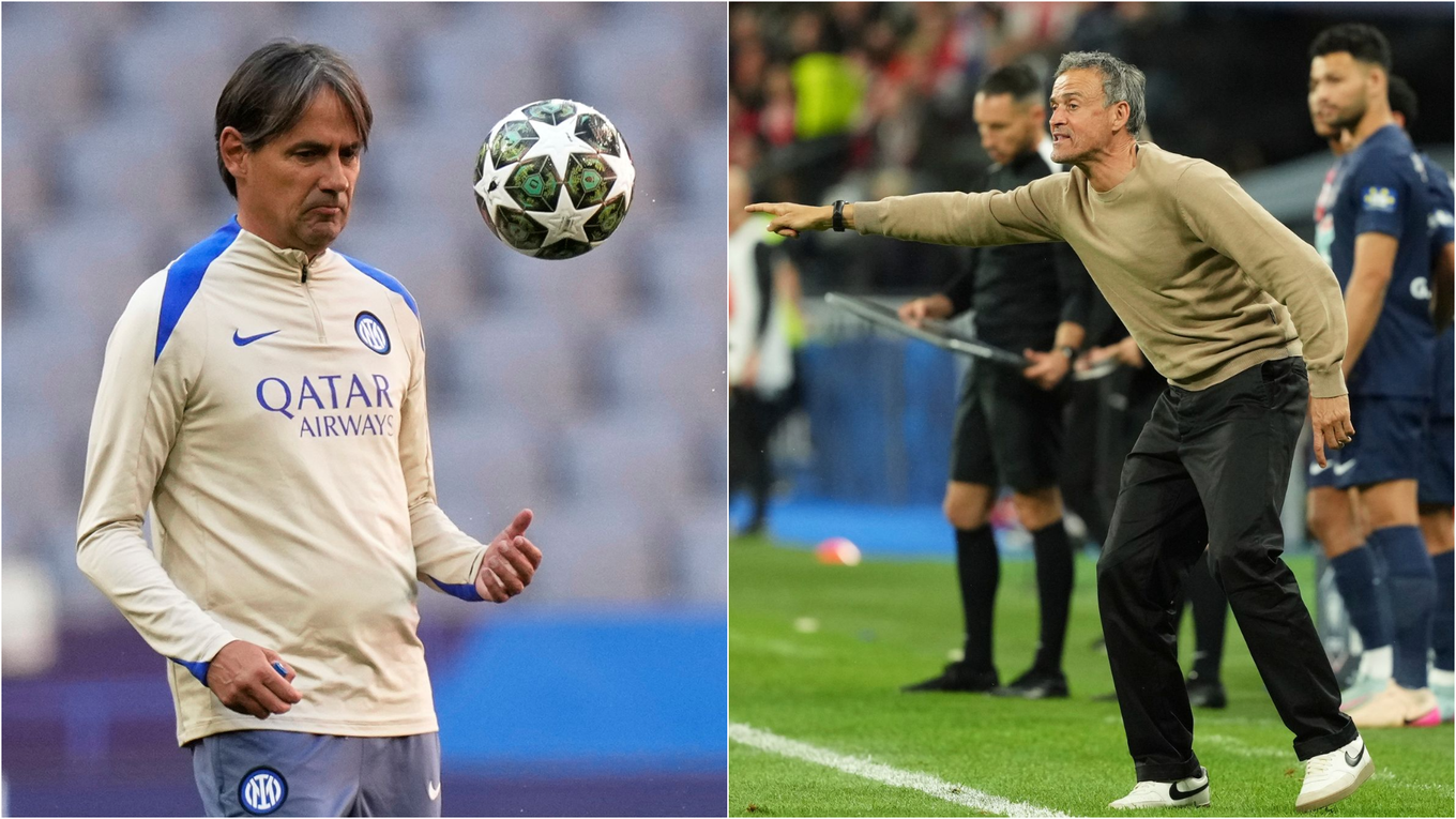 Tréner Interu Miláno Simone Inzaghi a jeho rival vo finále Ligy majstrov Luis Enrique. 
