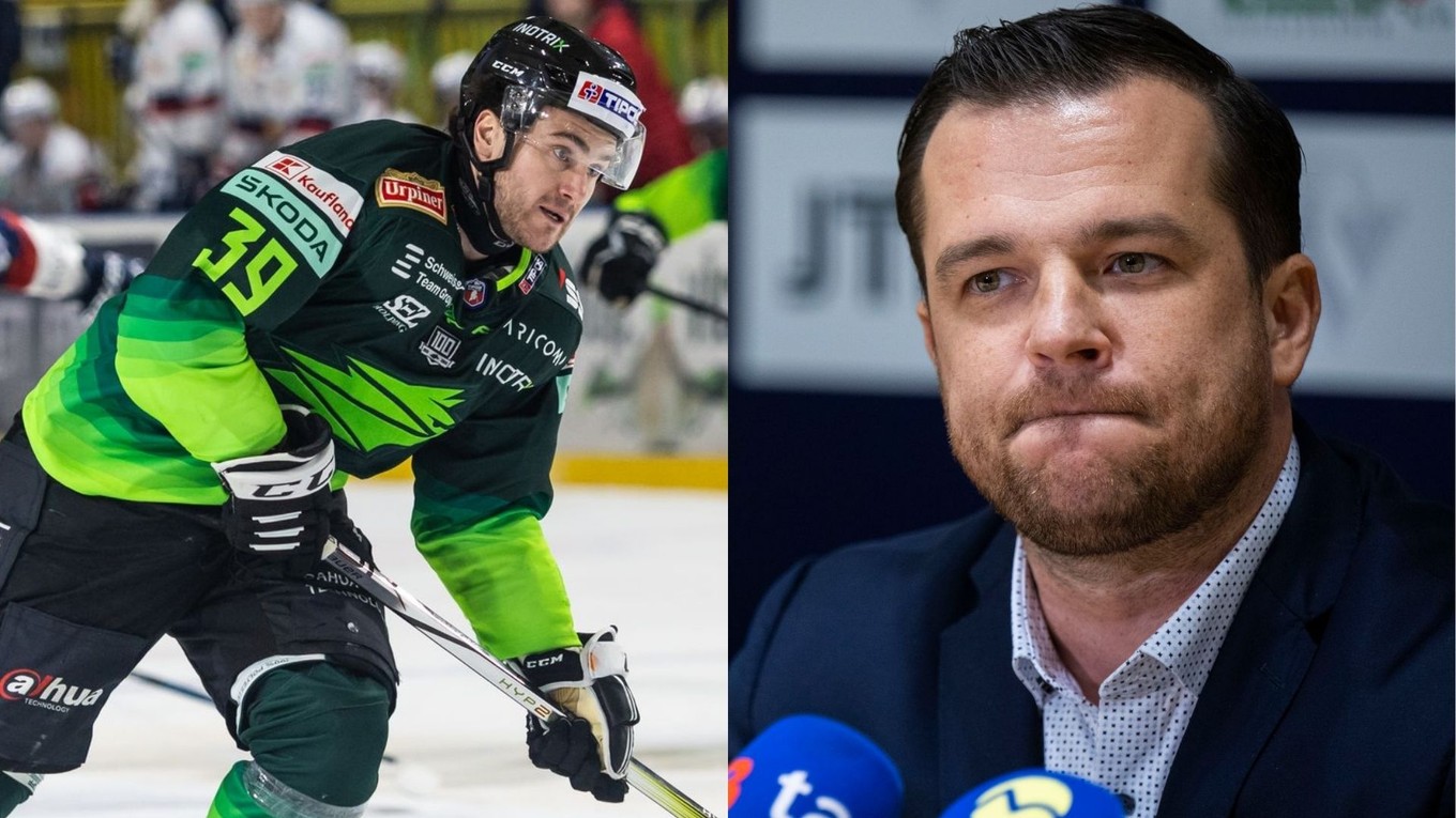 Útočník Žiliny Brendan Ranford a generálny manažér Slovana Bratislava Lukáš Havlíček.