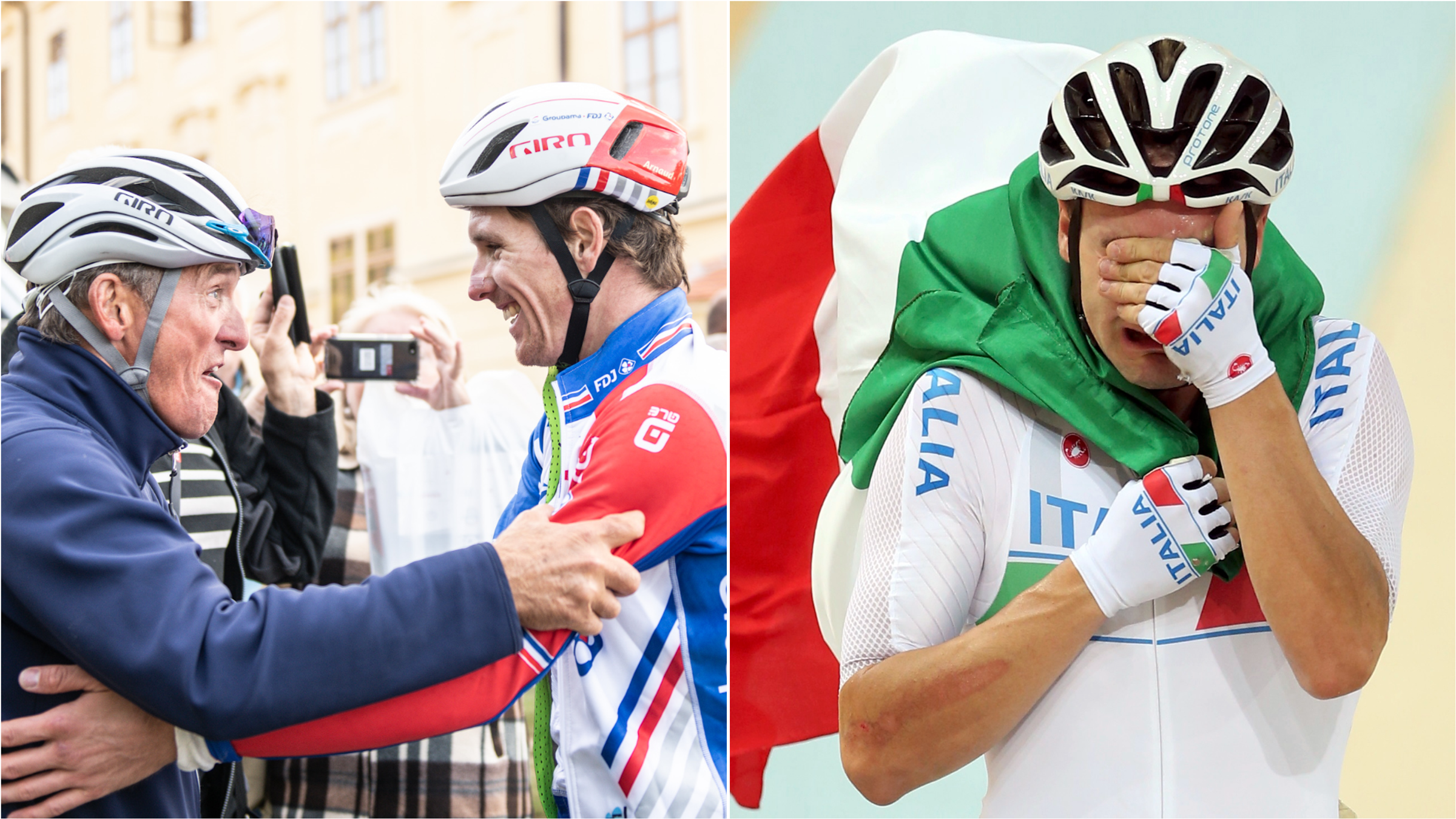 Francúzsky cyklista Arnaud Démare (vľavo) a Talian Elia Viviani. 