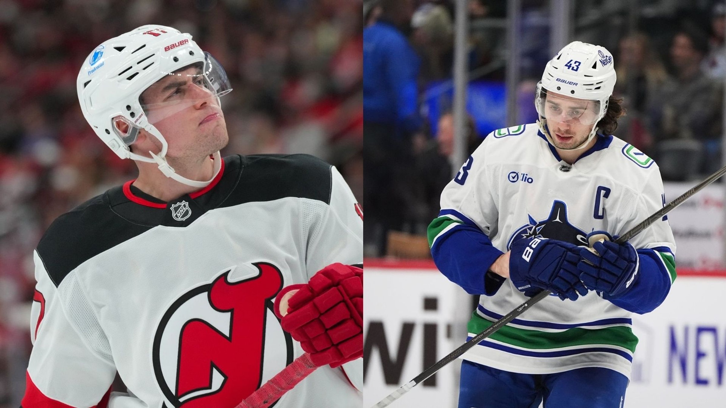 Šimon Nemec a Quinn Hughes. 