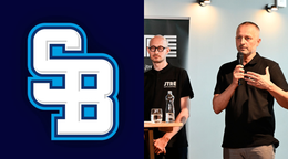 Sprava výkonný riaditeľ JTRE Pavel Pelikán a nové spoločné logo klubov spadajúcich pod JTRE - Slovan Bratislava. 