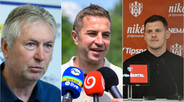 Na snímke sú zľava Ján Kocian, Stanislav Šesták a Martin Škrtel.