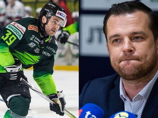 Útočník Žiliny Brendan Ranford a generálny manažér Slovana Bratislava Lukáš Havlíček.