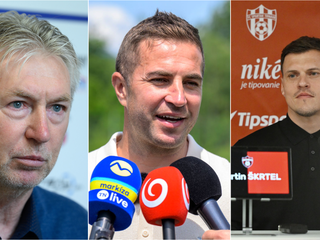 Na snímke sú zľava Ján Kocian, Stanislav Šesták a Martin Škrtel.