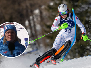 Slovenská lyžiarka Petra Vlhová v 1. kole slalomu na ZOH 2026.