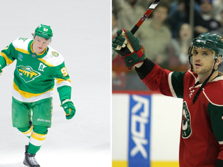 Kirill Kaprizov a Marián Gáborík.