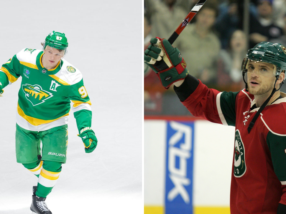 Kirill Kaprizov a Marián Gáborík.