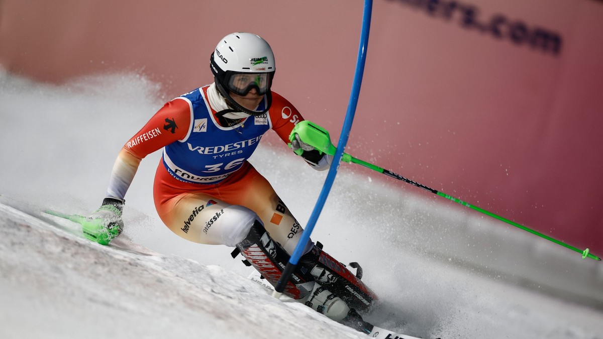 Fotka z pretekov slalomu v Courcheveli.