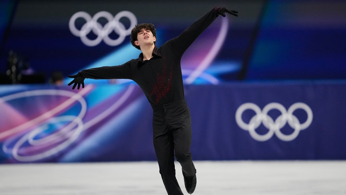 Adam Hagara počas krátkeho programu na zimnej olympiáde 2026 v Miláne.