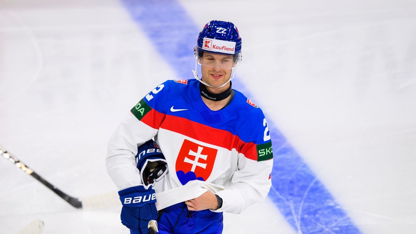 Samuel Kňažko na MS v hokeji 2025.