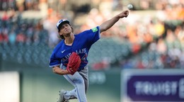 Slovenský bejzbalista Adam Macko
počas zápasu MLB.