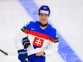 Samuel Kňažko na MS v hokeji 2025.