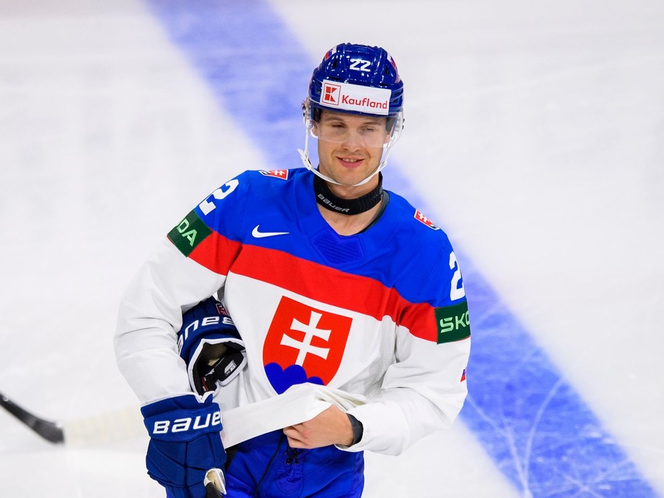 Samuel Kňažko na MS v hokeji 2025.