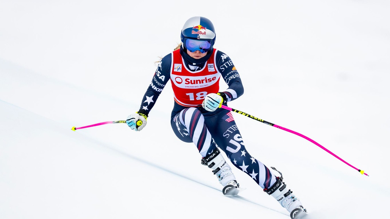 Američanka Lindsey Vonnová počas Svetového pohára v alpskom lyžovaní v St. Moritzi.