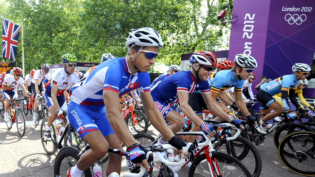 Slovenský cyklista Peter Sagan počas olympijských pretekov v Londýne 2012.