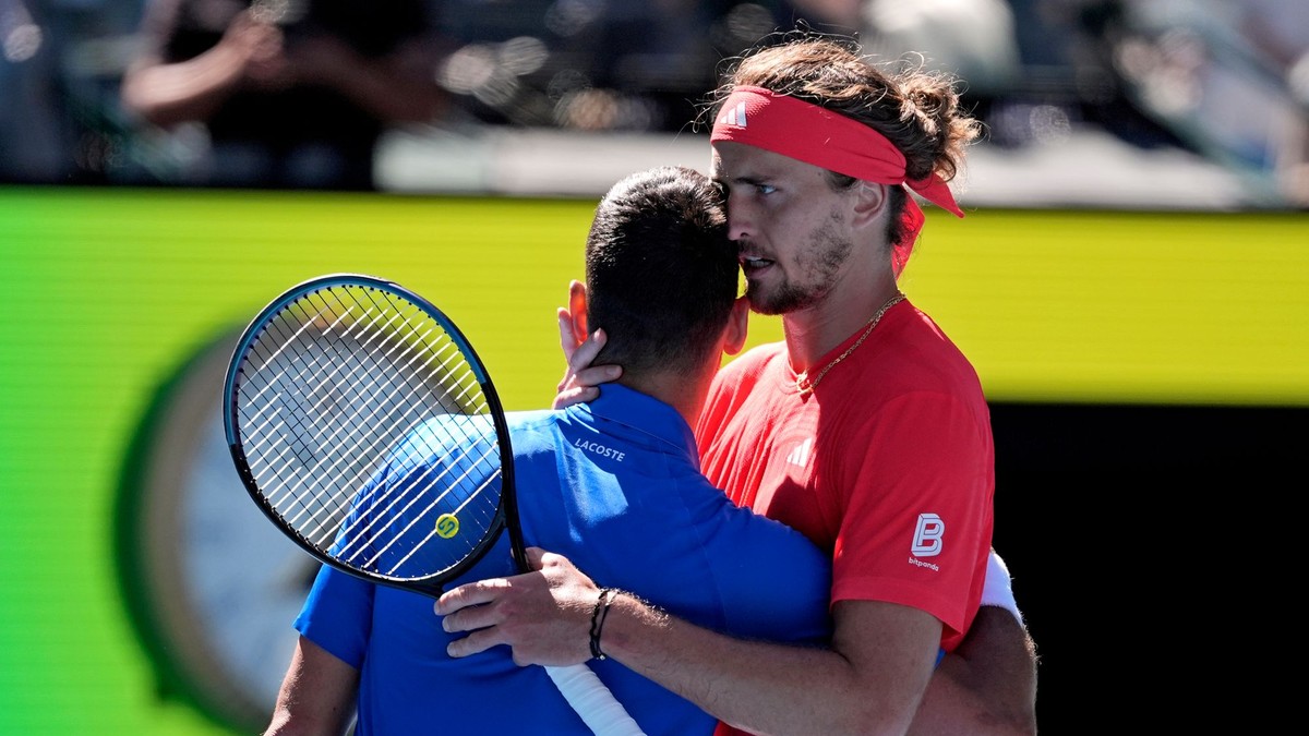 Novak Djokovič a Alexander Zverev v semifinále Australian Open 2025.