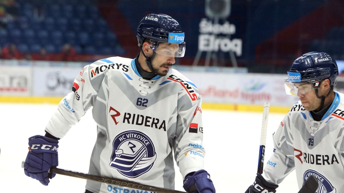 Slovenský útočník Marek Hrivík v drese HC Vítkovice Ridera.