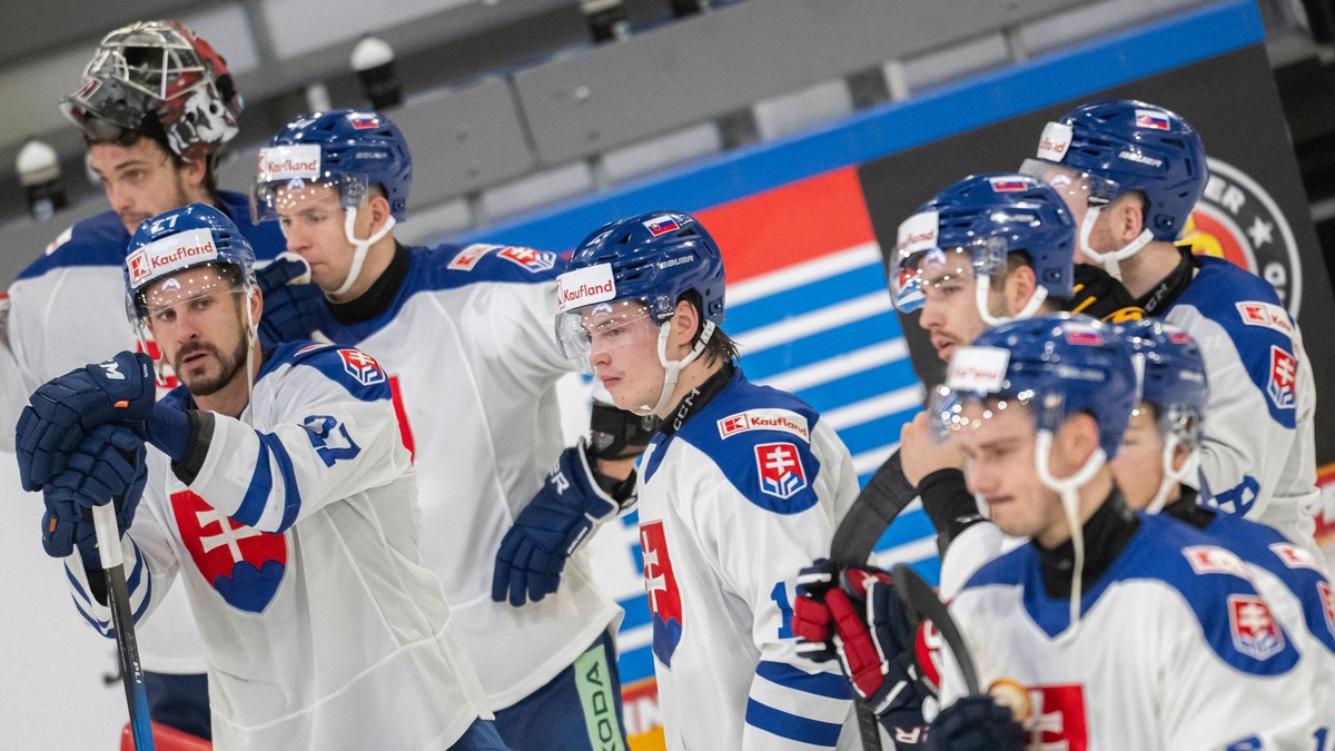 Na snímke slovenskí hokejisti.