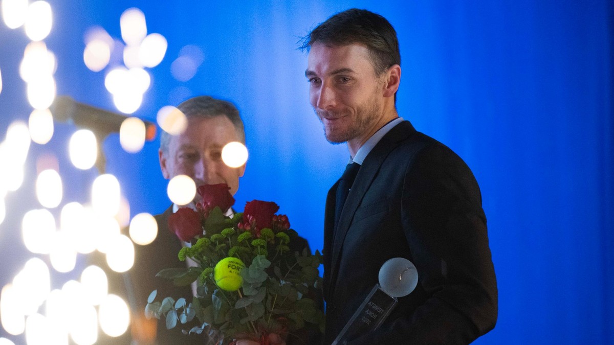 Na snímke ocenený Tenista roka Lukáš Klein počas odovzdávania ocenení Tenista roka 2025.