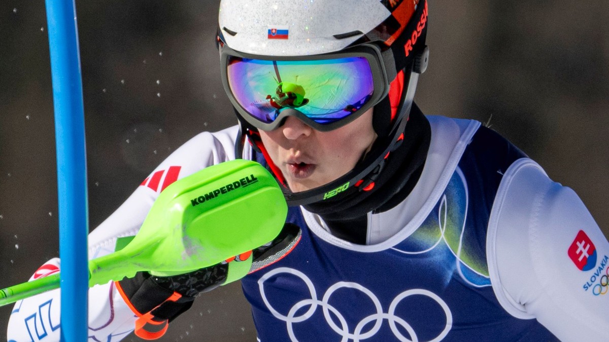 Slovenská lyžiarka Petra Vlhová počas 1. kola slalomu na ZOH 2026.