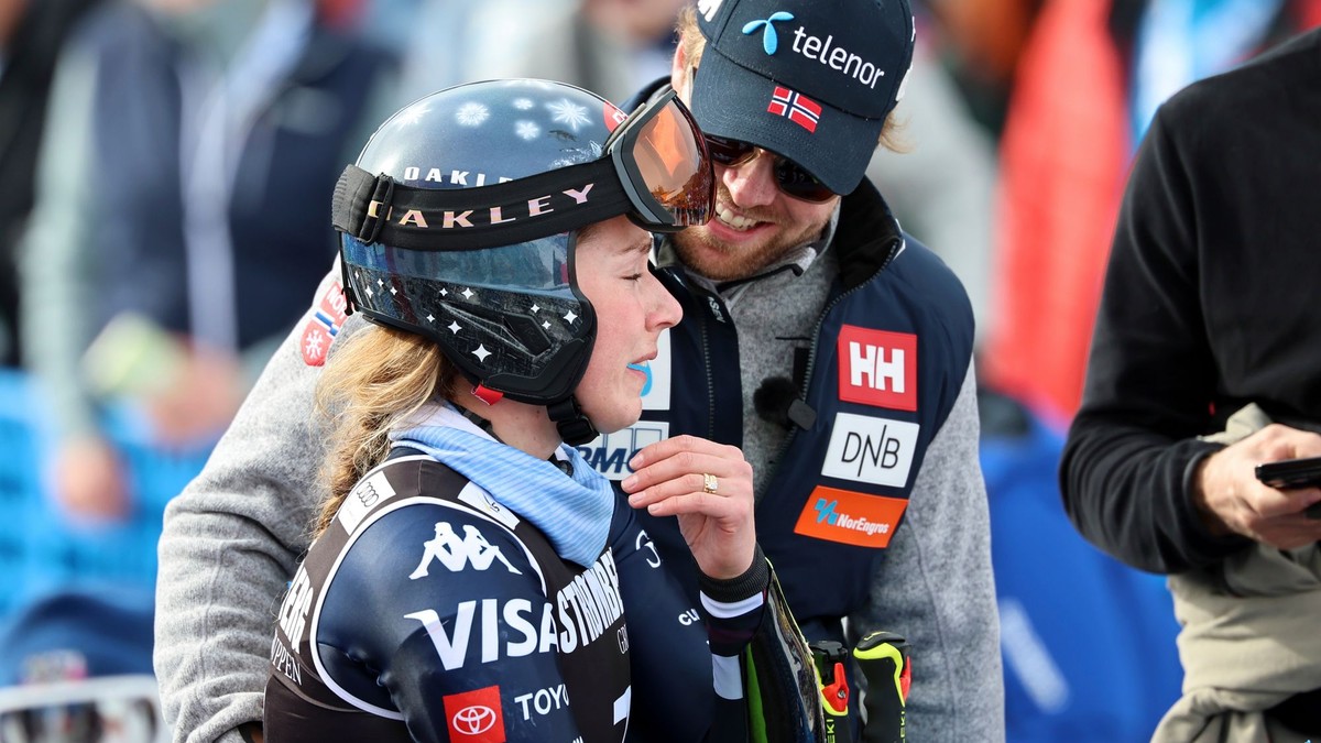 Dojatá Mikaela Shiffrinová so svojím snúbencom Aleksandrom Aamodtom Kildem.