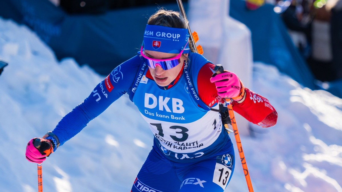 Paulína Bátovská Fialková počas pretekov s hromadným štartom v Kontiolahti. 