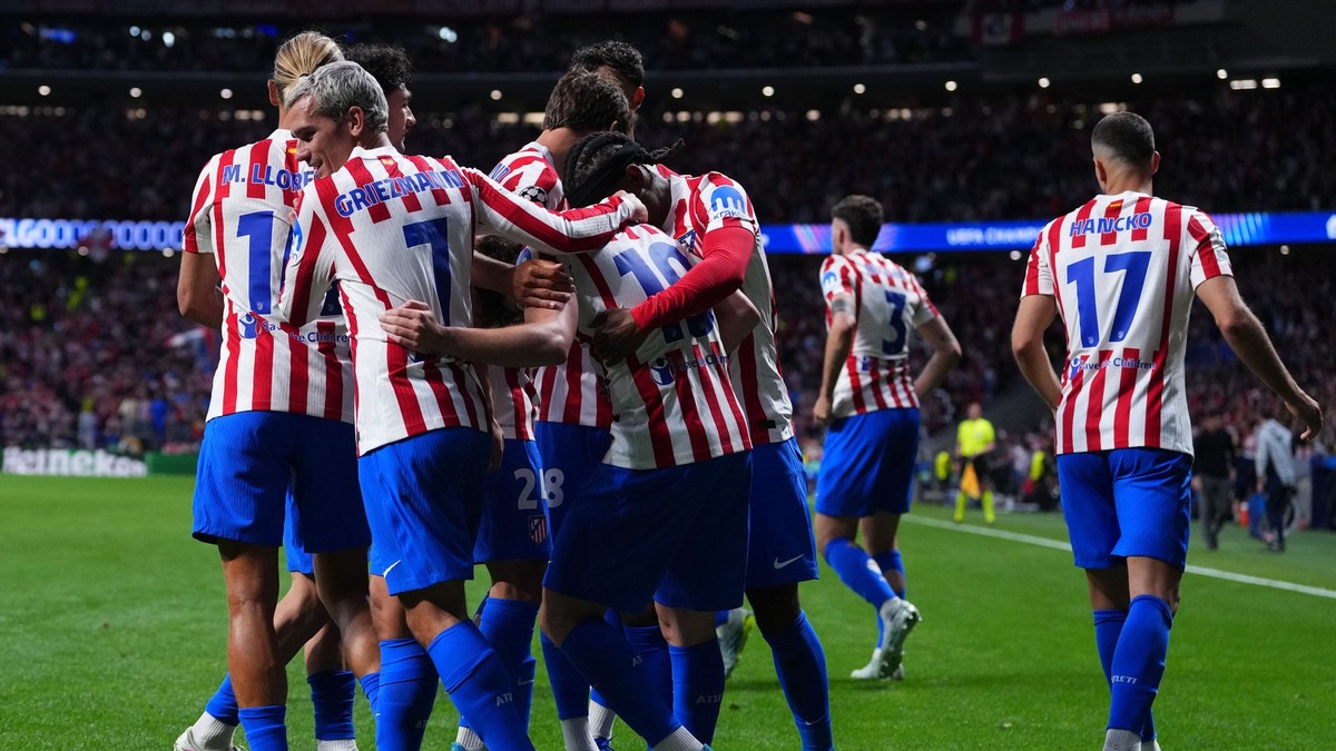 Futbalisti Atlética Madrid oslavujú gól.