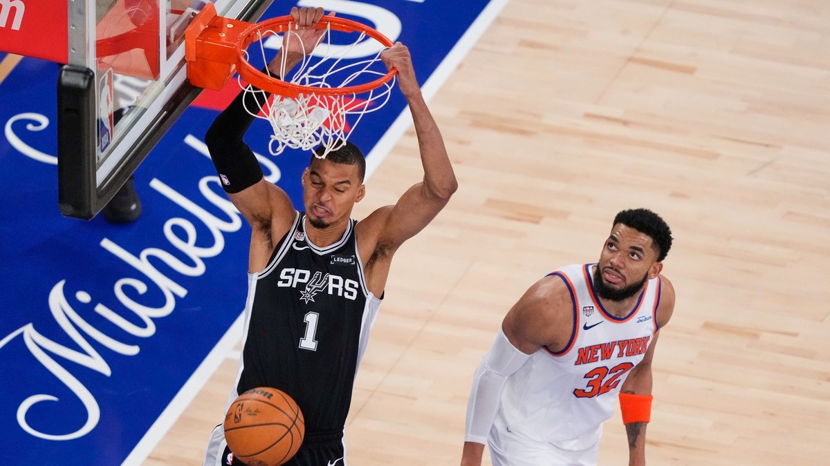 Victor Wembanyama počas tretieto finále play-off NBA.