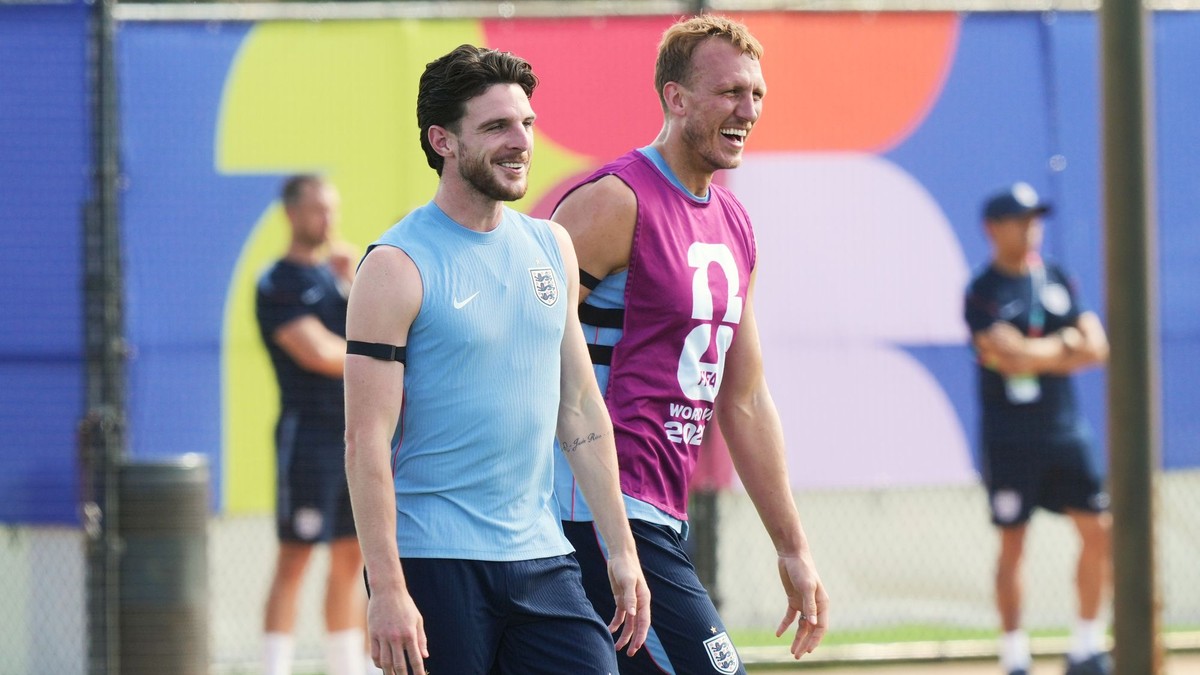 Na archívnej snímke z 10. júla 2026 hráč Anglicka Declan Rice počas tréningu pred štvrťfinálovým zápasom proti Nórsku na MS vo futbale.