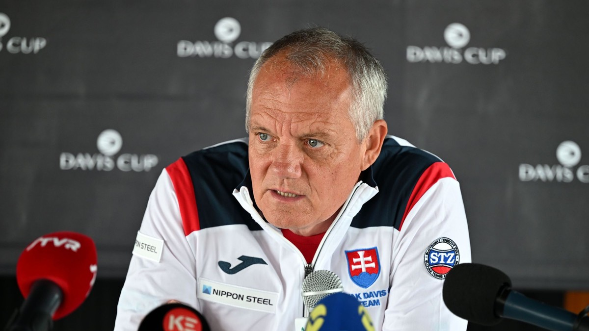 Na snímke kapitán slovenského tímu Tibor Tóth počas tlačovej konferencie s kapitánmi pred zápasom Davisovho pohára SR - Grécko.
